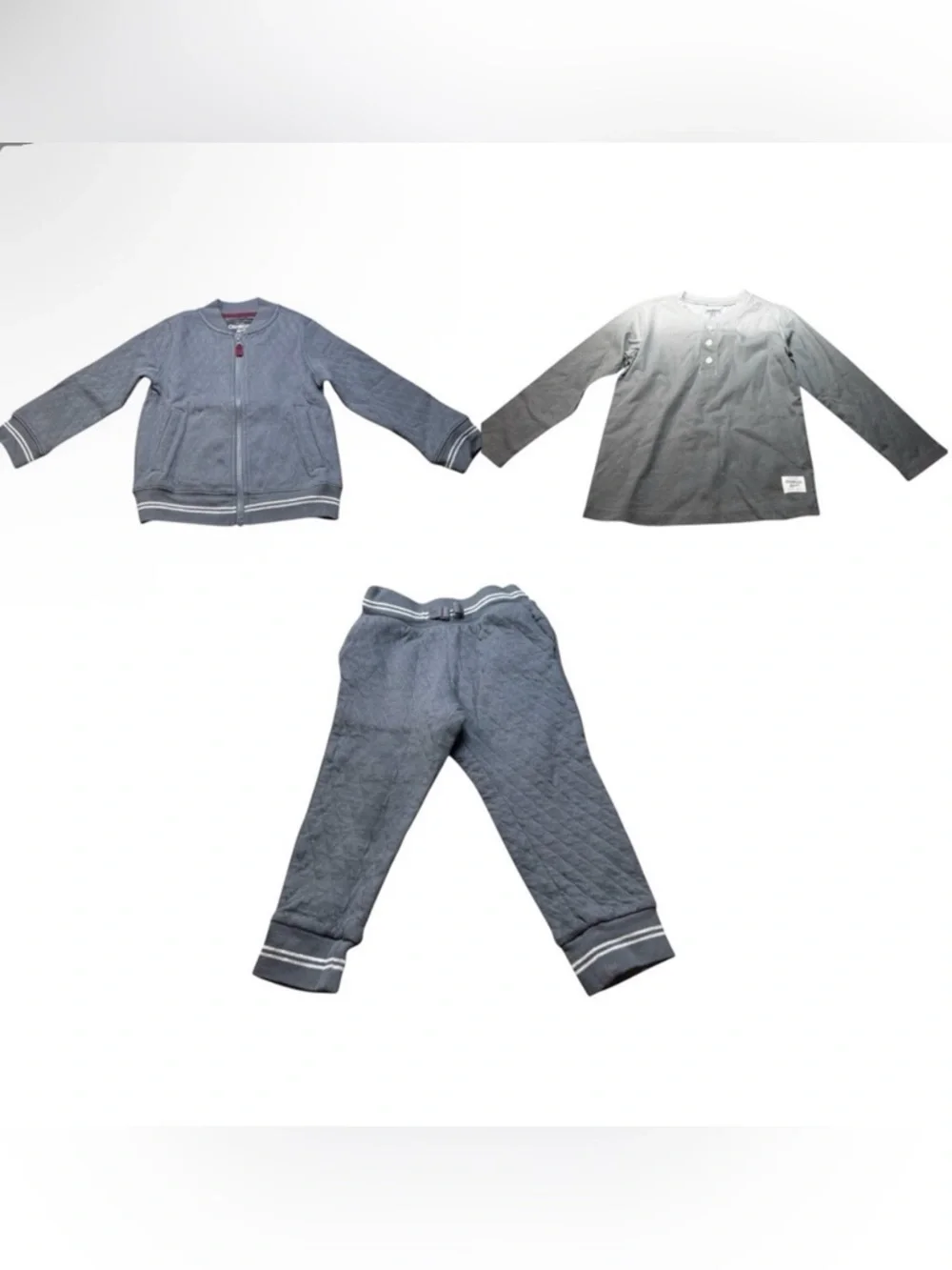 OshKosh B'gosh Gray Size 3T Comfy Athletic Set Zip-up jacket, shirt & Joggers